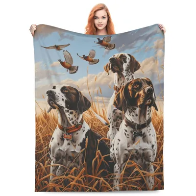 Pointer Dogs Hunting Pheasants Blanket: Classic Field Dog Art