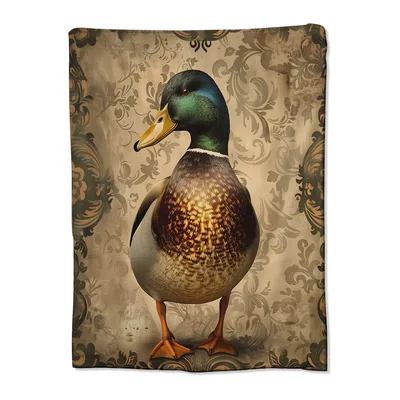 Mallard Duck Portrait Ornate Blanket