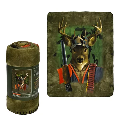 Buck Hunter Camo Deer Blanket: Hunting Buckle Fleece Throw