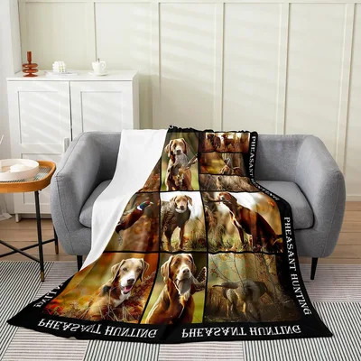 Hunting Dogs in Autumn Blanket: Pheasant Hunting Collage Design