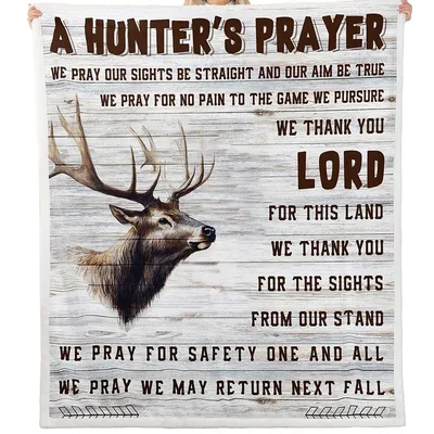 Hunter's Prayer Elk Deer Blanket - Rustic Hunting Prayer Design