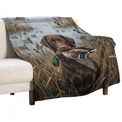 Chocolate Labrador with Mallard Blanket: Duck Hunting Art for Hunters