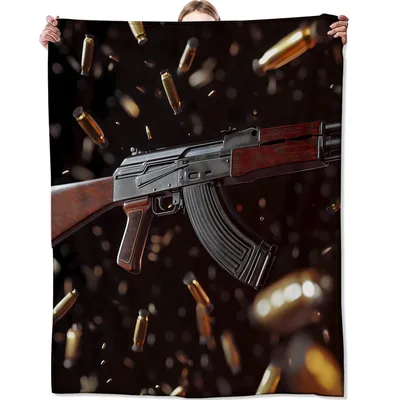 Rifle and Flying Bullets Blanket: Action-Packed Shooting Sport Design