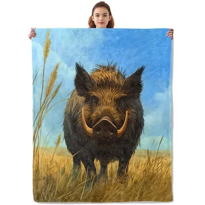 Wild Boar in Golden Blanket: Wild Boar In Golden Grass Design