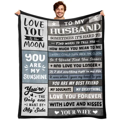 Romantic Husband Blanket: Love You to the Moon Love Letter Design