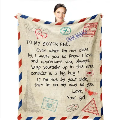 Boyfriend Blanket: Vintage Air Mail Love Letter Design for Him