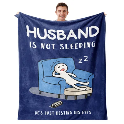 Funny Husband Napping Blanket: Resting His Eyes Design