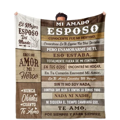 Spanish Husband Love Letter Blanket featuring rustic wood planks