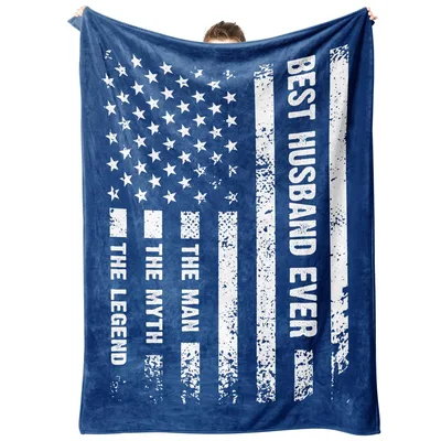 Husband Flag Blanket featuring a distressed US flag pattern