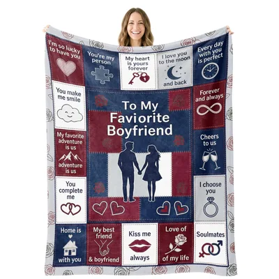Boyfriend Love Quilt Blanket: To My Favorite Boyfriend Design