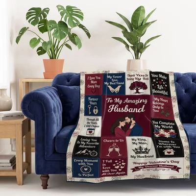 Husband Romantic Quilt Blanket featuring To My Amazing Husband text