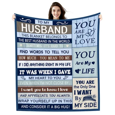 Letter to My Husband Blanket featuring a detailed love letter design