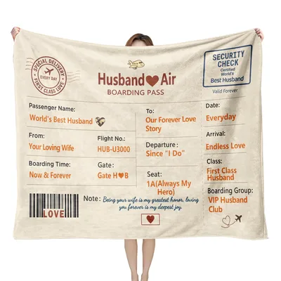 Husband Boarding Pass Romantic Blanket for Your Best Husband