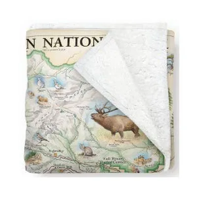 National Park Map Elk Blanket featuring vintage cartography