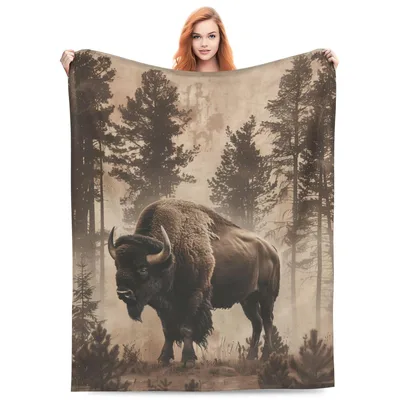 Bison Buffalo Wildlife Blanket