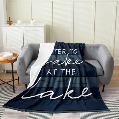 Lake Cabin Decor Blanket: Water to Wake at the Lake Design