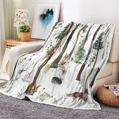 Watercolor Woodland Animals Forest Blanket: A Rustic Nature Print