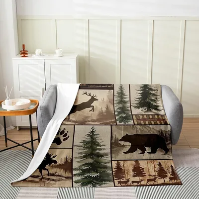 Rustic Forest Wildlife Blanket features bear deer moose