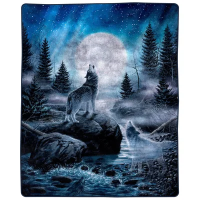 Wolf Howling at Full Blanket: A Nighttime Forest Scene