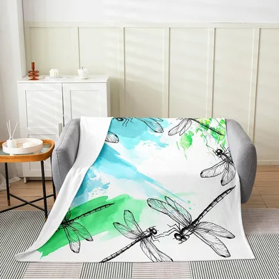 Dragonflies Watercolor Sky Blanket