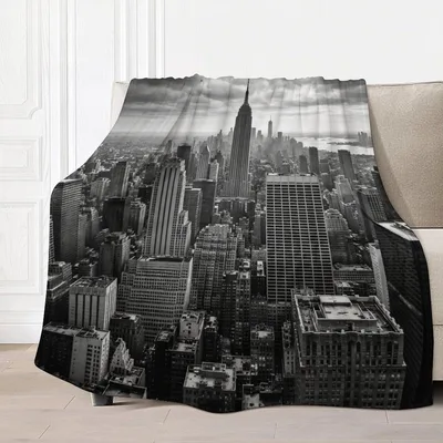 New York City Skyline Blanket featuring a dramatic black