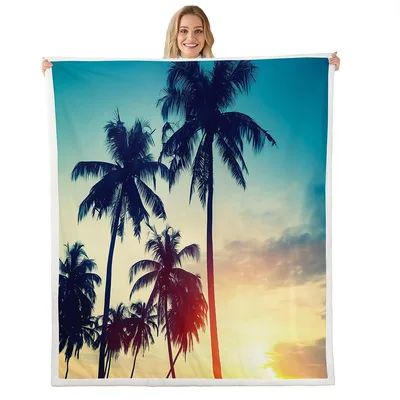 Palm Trees at Sunset Blanket: Tropical Silhouette Design