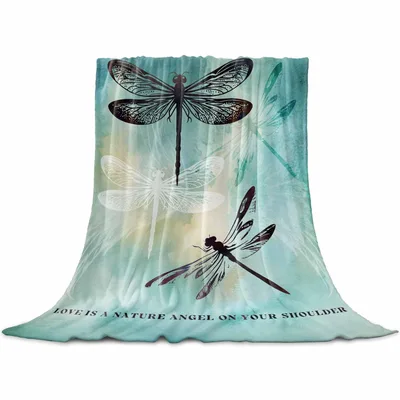 Dragonfly Love Blanket: Nature Angel on Your Shoulder Art