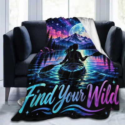 Find Your Wild Mountain Blanket: Kayaking Art Design