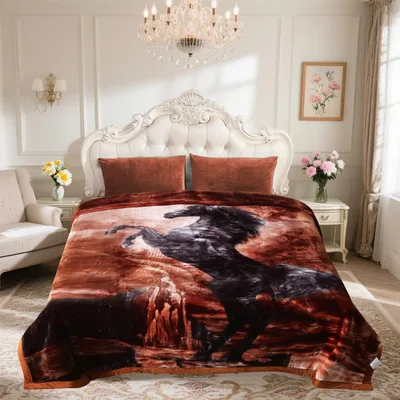 Canyon Rock Pattern Blanket: Wild Horse in Red Canyon