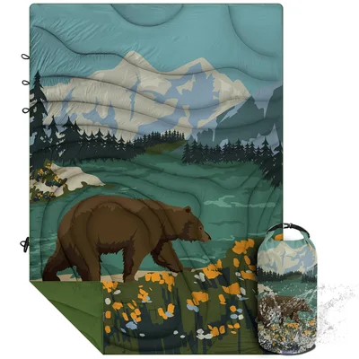 Bear Walking Through Mountain Blanket: Grizzly in Wildflower Meadow