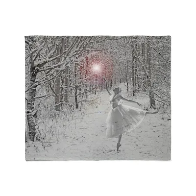 Woman Dancing in Snowy Blanket: Winter Ballet Art for Dancers