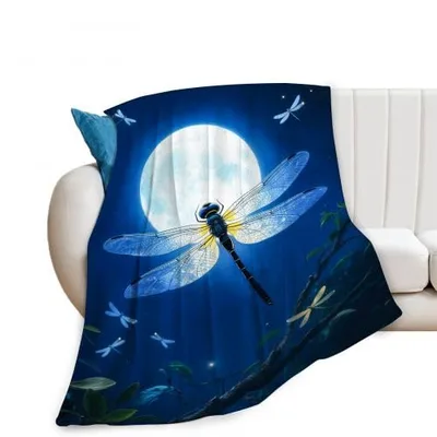 Dragonfly Under Full Moon Blanket No. 2