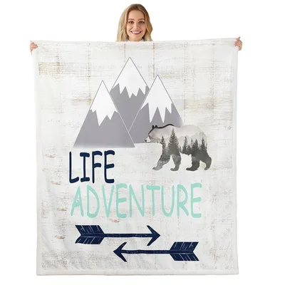 Life Adventure Mountains Blanket: Bear and Arrow Design