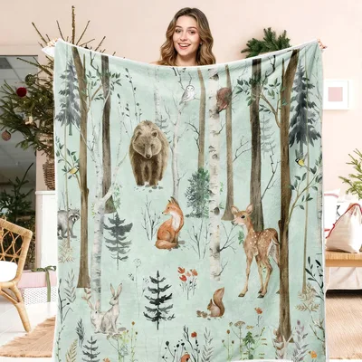 Woodland Forest Animals Pattern Blanket No. 2