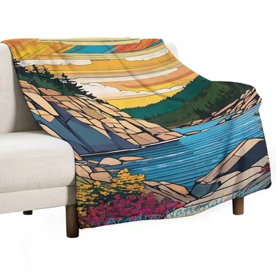 Coastal Cliffs Sunset Landscape Blanket
