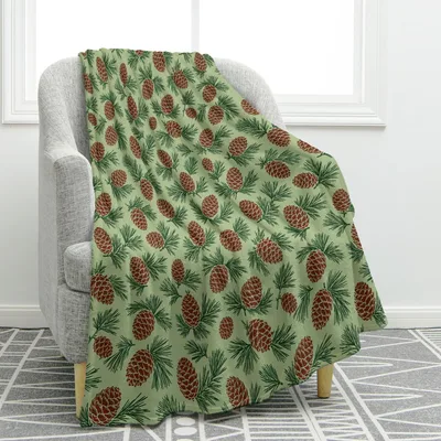 Pinecone Pattern Green Blanket: Nature-Inspired Pine Needle Design