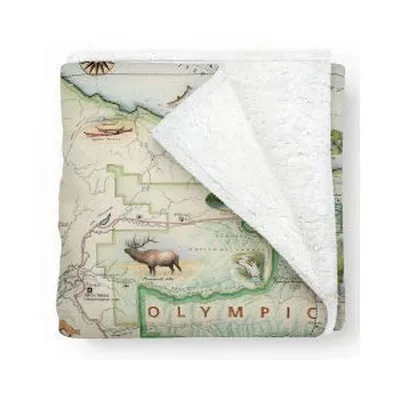 Olympic National Park Map Blanket: Vintage Wildlife Cartography