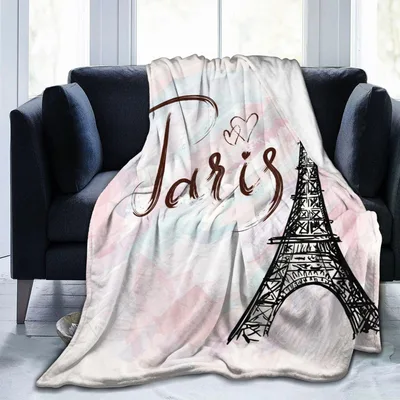 Paris Eiffel Tower Script Blanket featuring romantic city art
