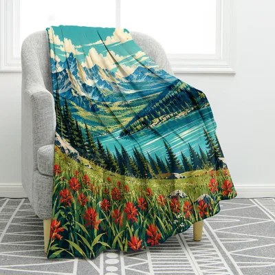 Mountain Nature Landscape Print Blanket featuring alpine peaks