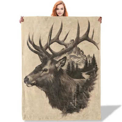 Majestic Elk with Forest Blanket: Wildlife Art for Cabin Living