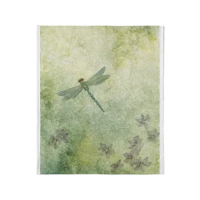 Dragonfly on Green Texture Blanket: Nature-Inspired Art for Your Sofa
