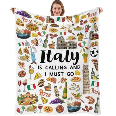 Italy Is Calling Blanket: Pizza and Landmarks Design