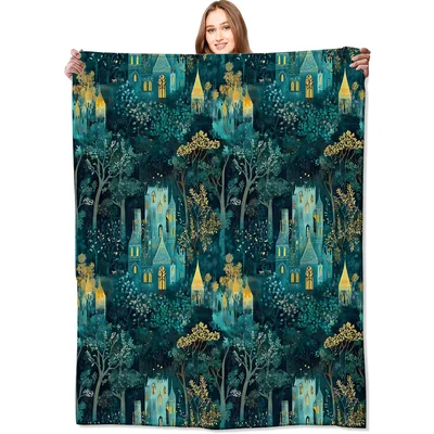Enchanted Forest Castle Night Blanket: A Magical Woodland Escape