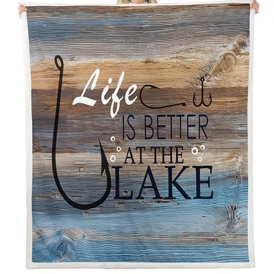Life Is Better at the Lake Blanket: Fishing Hook Design