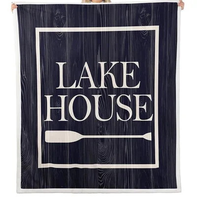 Lake House Oar Sign Blanket: Rustic Waterfront Decor for Boaters