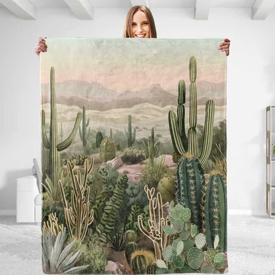 Desert Cactus Landscape Blanket No. 2 for Nature Lovers