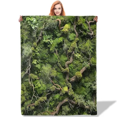 Green Moss Forest Texture Blanket: A Lush Nature Print for Your Home