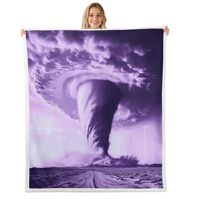 Purple Tornado Over Water Blanket: Storm Chaser Art