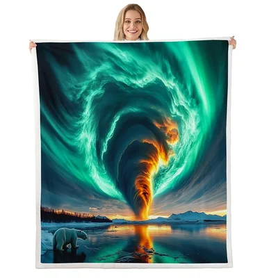 Aurora Tornado Over Lake Blanket: Northern Lights Storm Scene