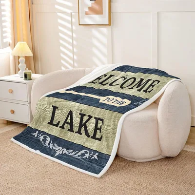 Welcome to the Lake Blanket: Rustic Paddle Sign Design for Cabin Life